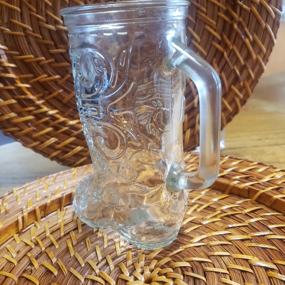 Vintage GLASS  Embossed Western Cowboy Glass Boot Mug - Picture 9 of 9